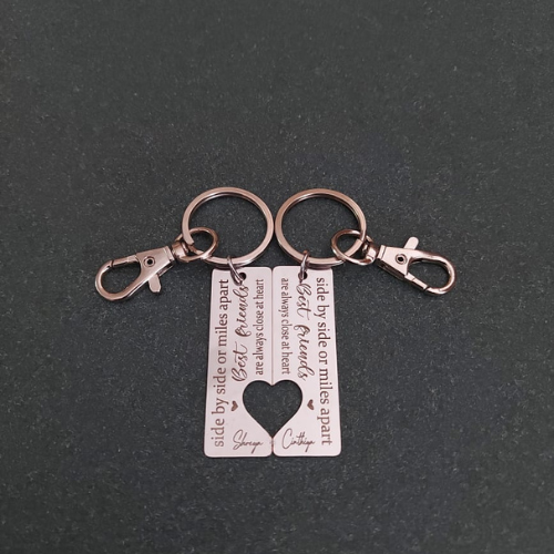 Personalized Heart Cut-Out Love Keychain Set – Forever Connected